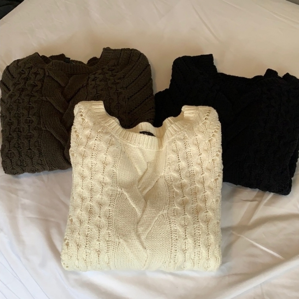 Bundle of 3 Express Cable Knit Sweaters